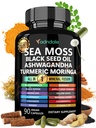 Adndale Sea Moss Black Seed Oil Ashwagandha Ginger kapsule. SeaMoss Kapsule s črnim oljem, Ashwagandha, Kurkuma, Moringa, Bladderwrack, korenina Burdock, medu Manuka, cimet