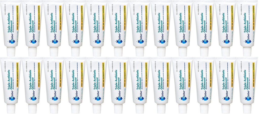 Globe Triple Antibiotic Prva pomoč Mazilo, 0.5 oz (24-Pack) Prva pomoč Antibiotično mazilo, 24-urna zaščita okužb, zdravljenje ran za manjše madeže, opekline in rezi