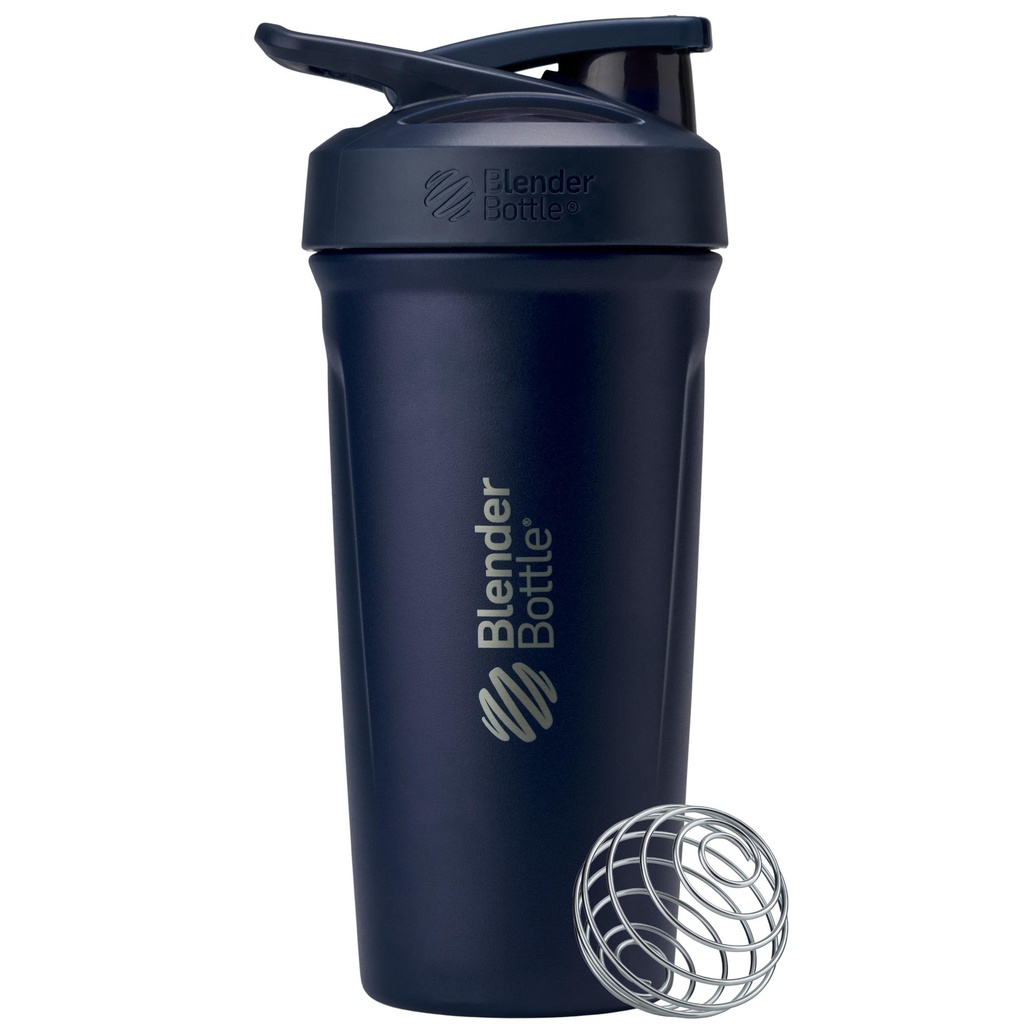 BlenderBottle Sport Izolirana steklenica iz nerjavečega jekla z žico Whisk, 24-Ounce, Navy – Beljakovine Shake & Hidracija za športnike & Fitness Enthusiasts, enostavno mešanje, ohranja pijače hladno, zaklenjeno Lid