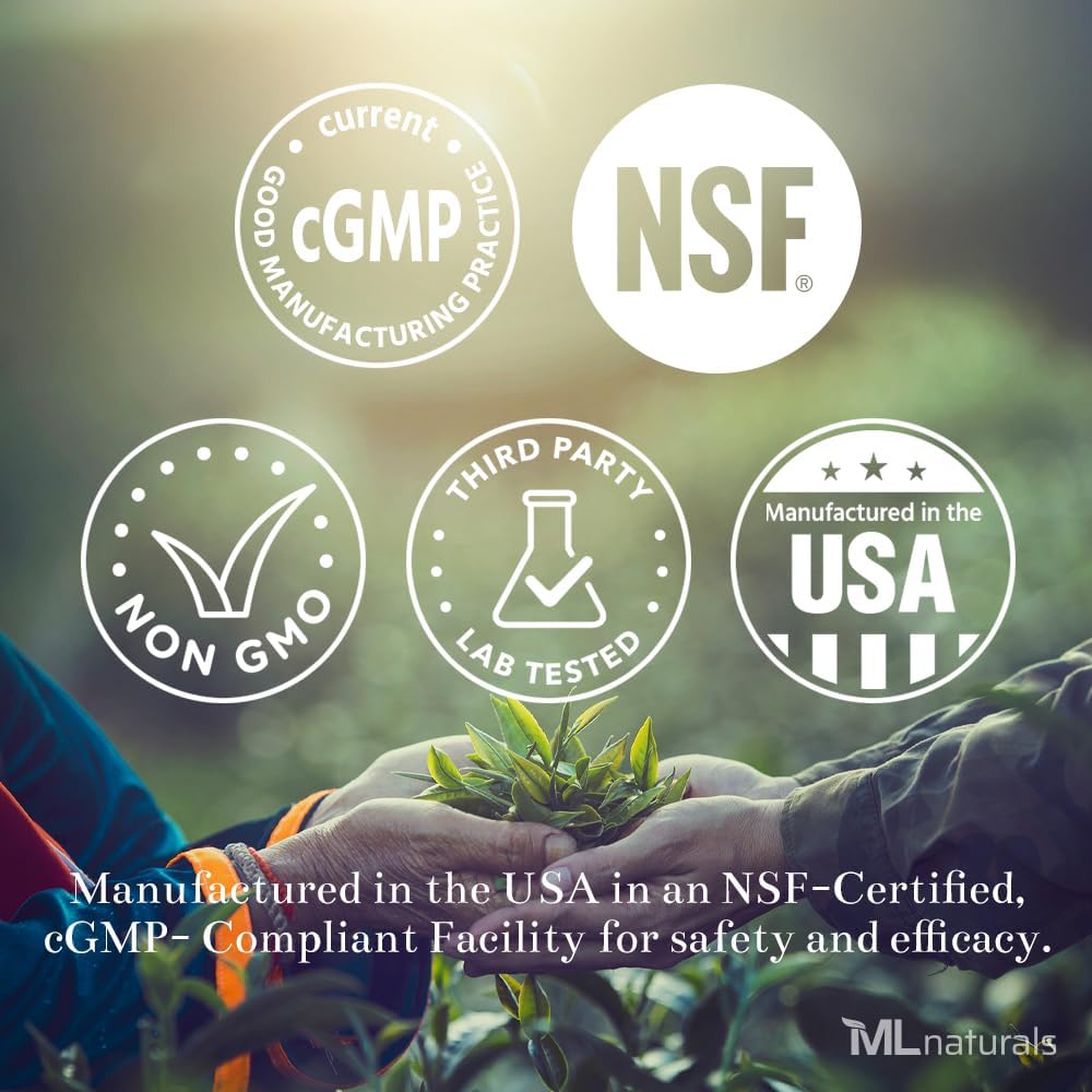 ML Naturals Fosfatidil Serin 200 mg (Standard) 240 Zelenjavne kapsule Podpira funkcije spomina in možganov, ki niso GMO, NSF-Certified in cGMP- Compliant