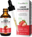 Magnezij Glicinat Tekoči, Liquid Magnezij 1000Mg, Magnezij kapljice, Liquid Magnezij dodatek, s celulozno vlakno, Vitamin B6, C, D, cink, Prebavni zdravje,Promoti sprostitev,Brez sladkorja,2 Fl Oz
