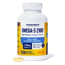 Oceanblue Professional Trojno moč Omega DPA ribje olje dopolnila 2100mg, Visoka moč EPA DHA, Divji ujeta, Burpless, 69 Servings (138 Count Natural Orange Flavor)