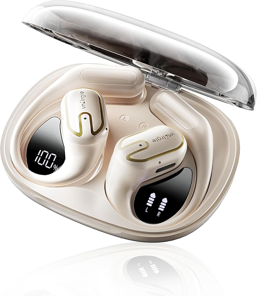 Odprte slušalke za ušesa Brezžično - 5.4 Bluetooth ušesne Bude z LED digitalnim zaslonom IPX7 Vodoodporne, brezžične slušalke Na dotik Nadzor zraka prevodnost Stereo zvok z 18.2mm vozniki 80H Playtime