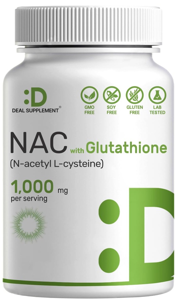 DOPOLNILNI DOPOLNKI NAC (N-Acetil Cistein) 1.000mg na odmerek z zmanjšanim glutationom, 240 kapsul – antioksidantna podpora za zdravljenje imunskega obolenja, pljuč in jeter