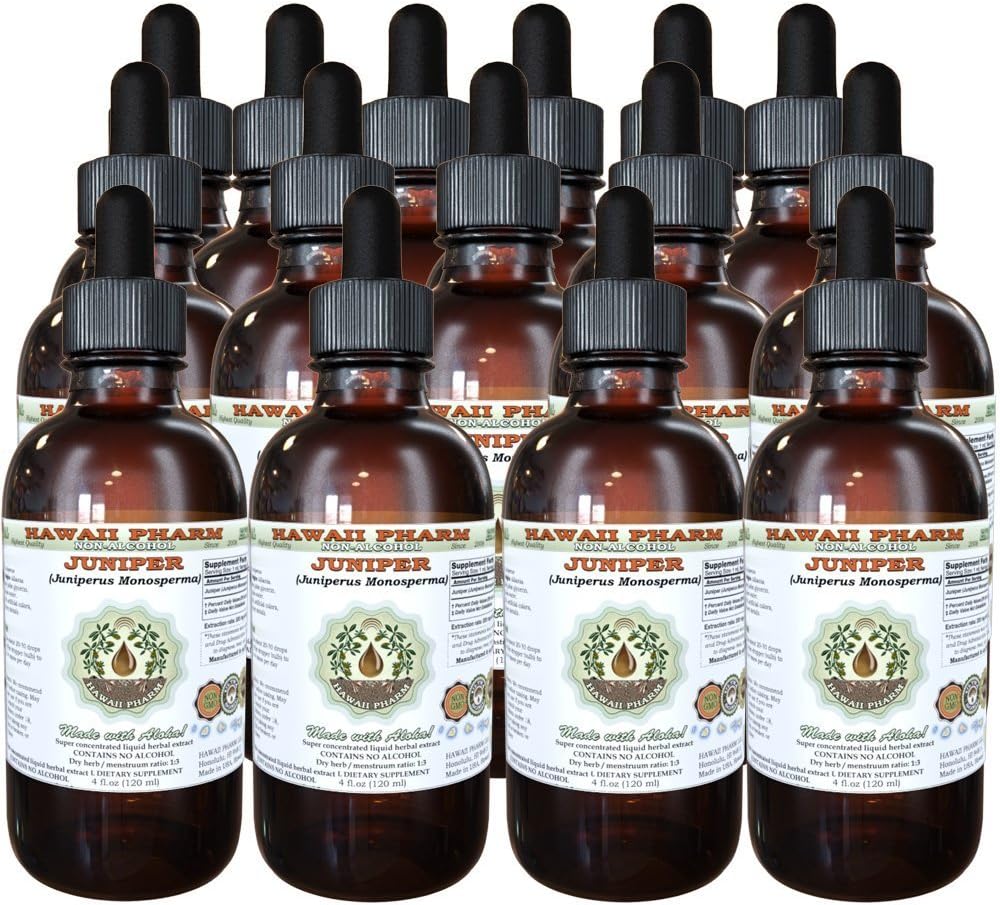 Juniper Tekoči ekstrakt brez alkohola, organski Juniper (Juniperus Monosperma) Posušene Berry Glycerite Havaji Pharm Natural Zeliščni dodatek 15x4 oz