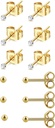 6Pari 2mm/3mm Kirurško jeklo Hypoallergenic Piercing Studs, 20G 14K Real Gold Polnjeni drobni kolčni uhani Garnitura za večkratno luknjo Piercing (Cubic Circonia, Pearl, Ball)