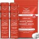 Viter Energija Original Caffeine Mints Cinnamon Flavor 6 Pack in 1/2 Pound Bulk Bag paket - 40mg Kofein, B Vitamini, Sladkor brez, Vegan, Močen energijski ojačevalec za fokus in opozorilo
