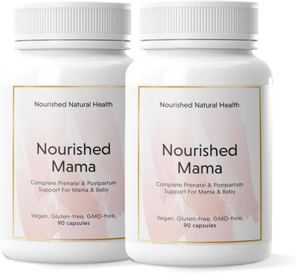 Prehranjena mama Prenatal Multi Vitamin - Vegan multivitamin za predkoncepcijo, nosečnost, postpartum in dojenje Podpora - Iron-free z metiliranim Folat & visoki odmerek Choline - 180 kapsul