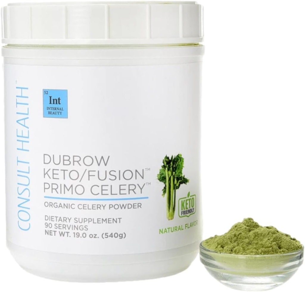 Consult Health Primo Celery Instant Juice Drink Mix Powder for Gut Health Certified Organic - Non GSO - Podpira zdravo prebavo - Detoxes & Hydrates - Keto/Fusion prijazno - 19.0 oz