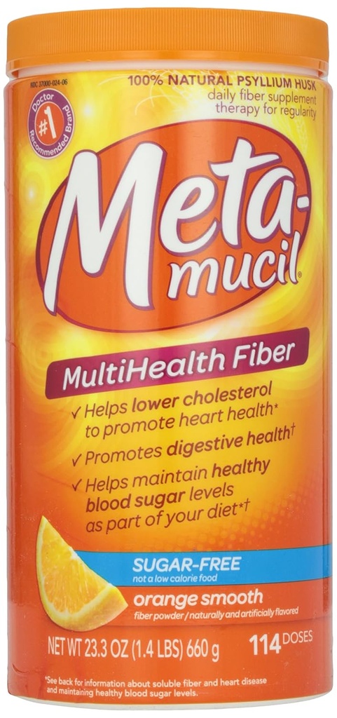 Metamucil, gladka tekstura, brez sladkorja, pomaranča, Powder, 23,4 oz