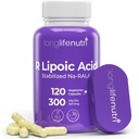 LongLifeNutri Stabilizirana R-Alpha Lipoic Acid 300mg – Visoka moč Na-RALA dodatek za celično energijo in metabolično funkcijo, 120 Vegetarian kapsule, 4-mesečna dobava, GMP Certified, Izdelano v ZDA