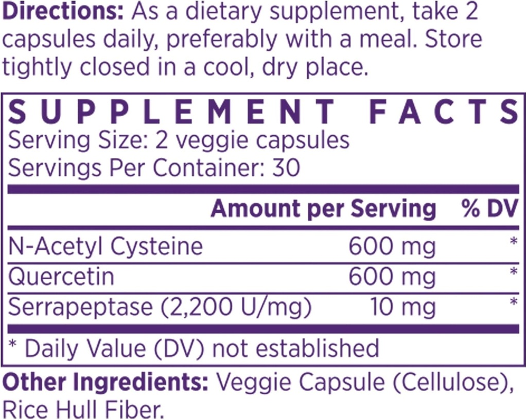 NAOMI NAC 600mg z zdravilom Quercetin za podporo imunskemu in dihalnemu delovanju, normalno dihanje, udobje nosu in oči, delovanje sinusnega in dihalnega sistema, 60 kapsul