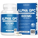 Alpha GPC Choline Kapsule - 120 Count, 600mg Servings (Brain podpora pomoč, ki podpira fokus, spomin, Motivacija, & Energy (Tretja stranka preizkušena, Vegan Safe Made v ZDA) Brain Support dodatek