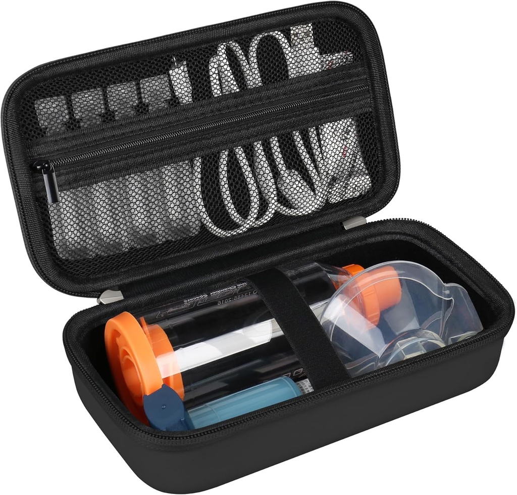 Hard Case za Astma Inhaler, ročni distančnik za otroke in odrasle, maske, Inhaler imetnik Astma Travel Bag Nošenje Organizator z mesh Pocket fit medicine in dodatki, črna