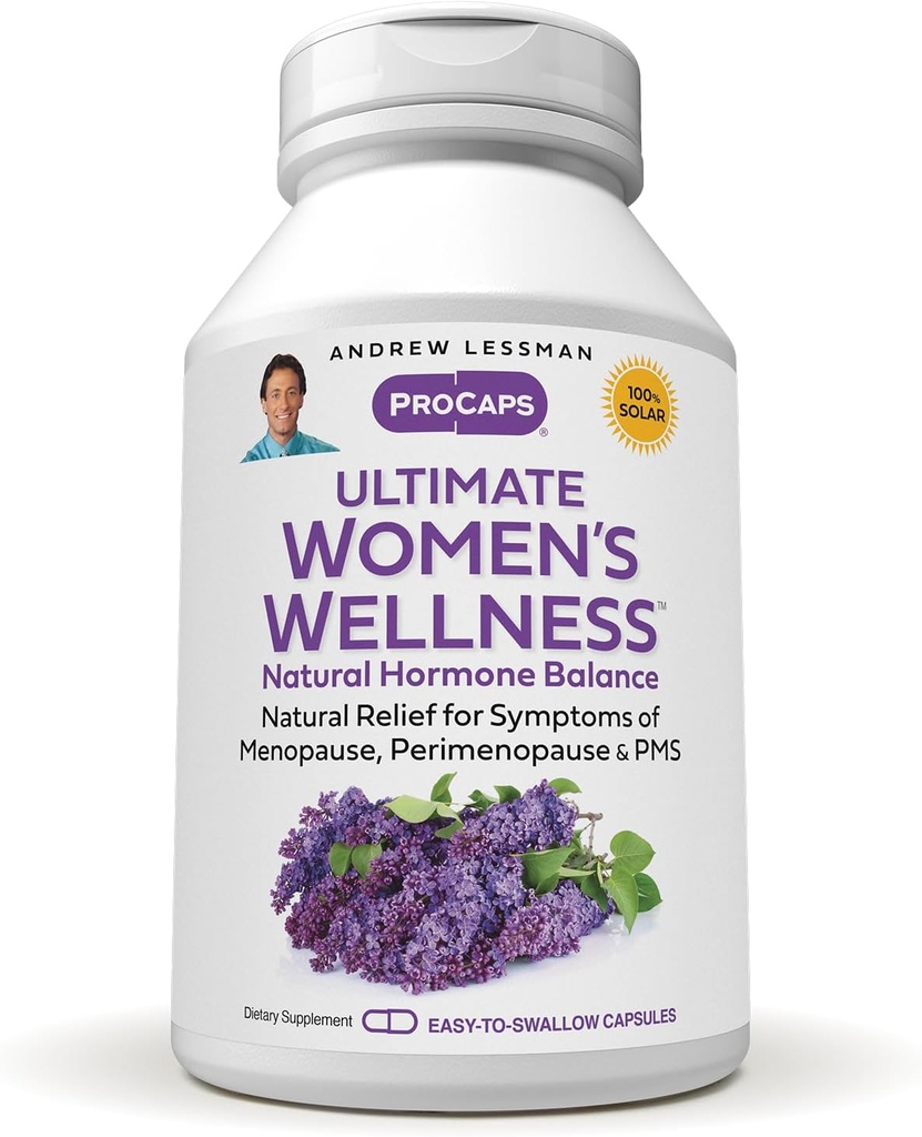 ANDREW LESSMAN Ultimate Women's Wellness 360 Kapsule - Seveda lajša Menopause Simptomi, PMS, Perimenopavza z Soy Isoflavones, EGCG, Cranberry, Indole-3-Carbinol. Kapsule zlahka pogoltnete