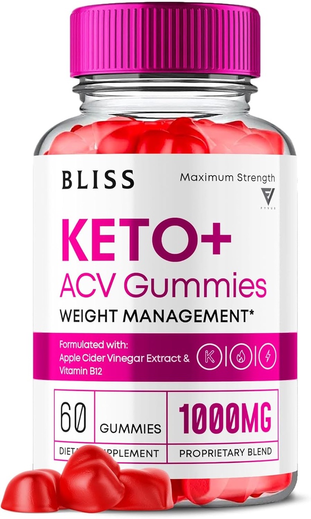 Bliss Keto ACV Gumies Napredna podpora, Bliss Keto Gumies, Keto Bliss Največja moč Keto+ ACV Apple Cider Folate Vitamin dodatek, Blisketo Keto+ACV 1000MG Folna kislina (60 Gumies)