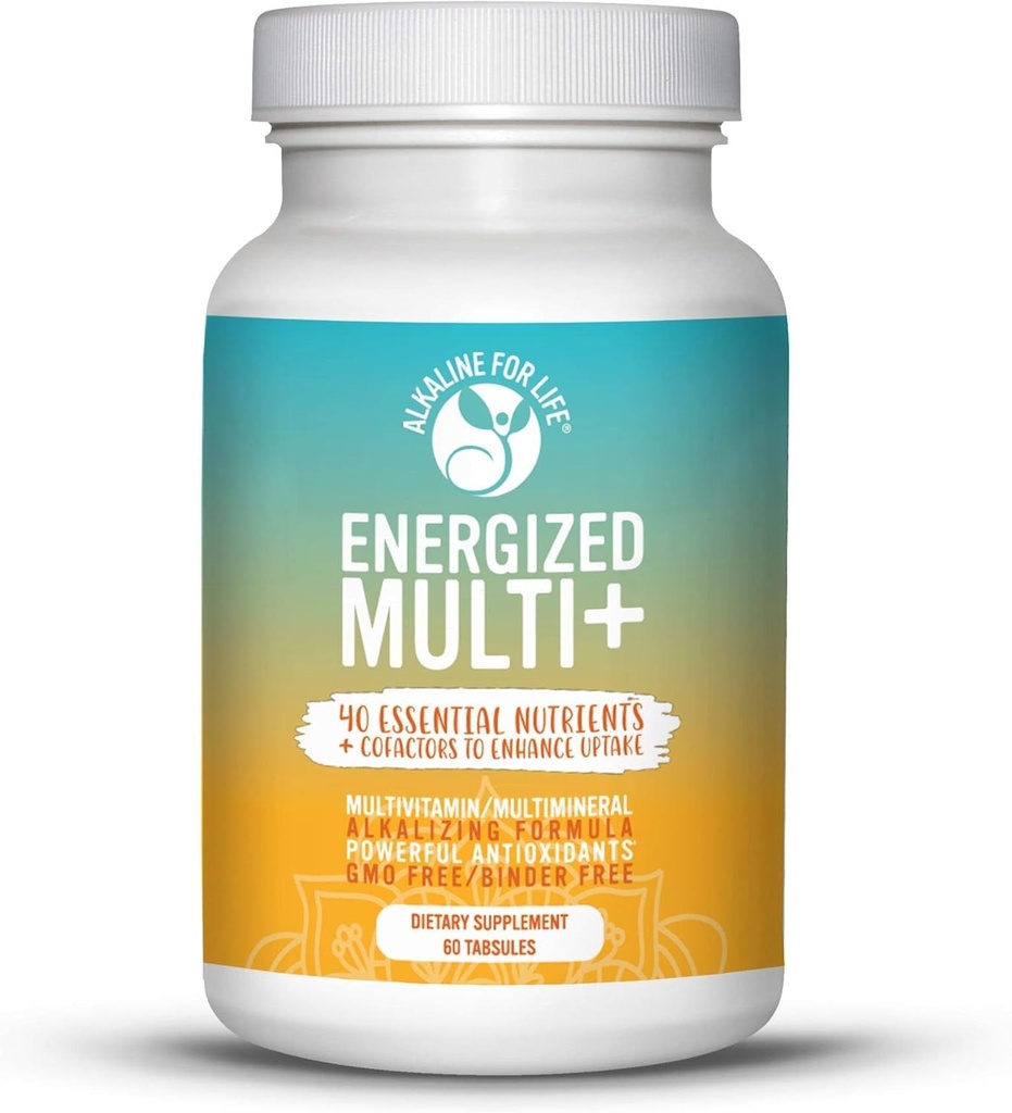Energized Multi - Močni multivitamin s 40 Popolnoma biorazpoložljive Hranila B kompleksni vitamini, Vitamin D, Vitamin C, Vitamin K, Cink, Quercetin, Kalcij, Magnezij v Alkalizacijskih oblikah - 180 tablet