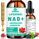 NAD dopolnila za ženske in moške, Liposomski NAD Nikotinamid Riboside Resveratrol 900mg, TMG, Quercetin, Vitamin B3, Organski tekoči NAD Resveratrol Dodatek za dolgoživost, Energija, Proti staranju, Fokus