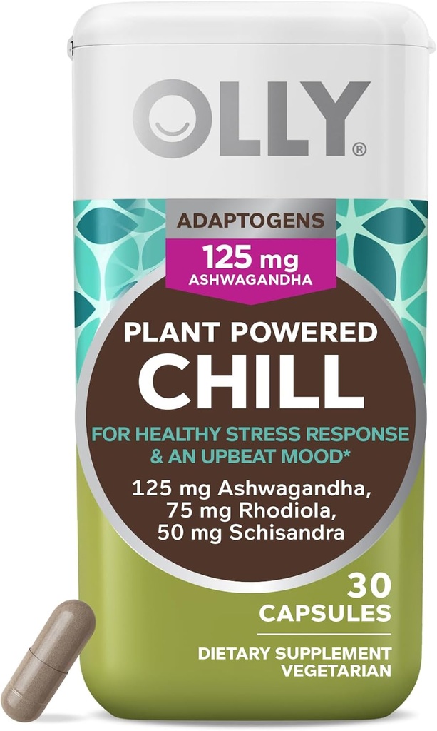 OLY Chill Adaptogen, Ashwagandha, Mood podpora dodatek z Rhodiola koren, vegetarijanske kapsule - 30ct