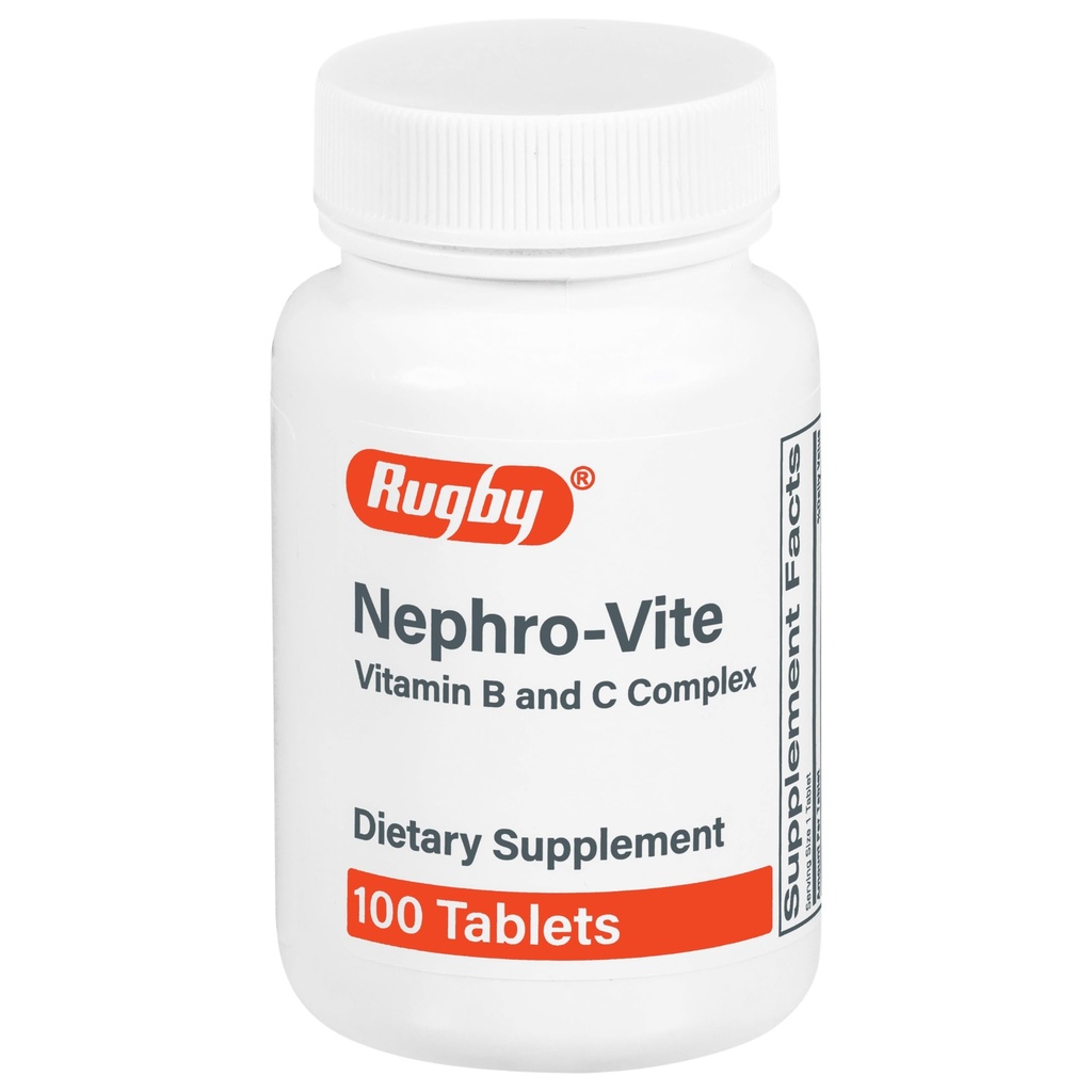 Rugby Nephro-Vite Vitamin B in C kompleksne tablete - prehranska dopolnila - 100 število (1 pakiranje)