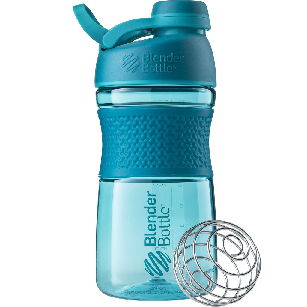 BlenderBottle 20oz SportMixer Protein Shaker steklenice z BlenderBall žice whisk, Rose in Teal