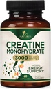 Kreatin Monohidrat Kapsule 3000mg – najboljši mikroniziran kreatin v prahu – podpira nagubane mišice, moč, energijo, & vzdržljivost - dodatek narave, ne-GMO, Gluten brezplačno za ženske in moške - 60 kapsul