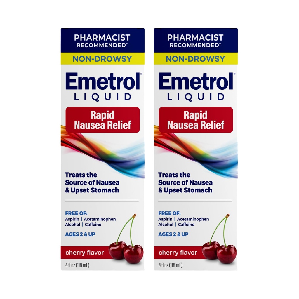 Emetrol nemočna tekoča navzea Relief - vznemirjena želodčna medicina - Pharmacist Priporočena slabost Relief - Cherry Flavor - 4fl oz, 2 pakiranji