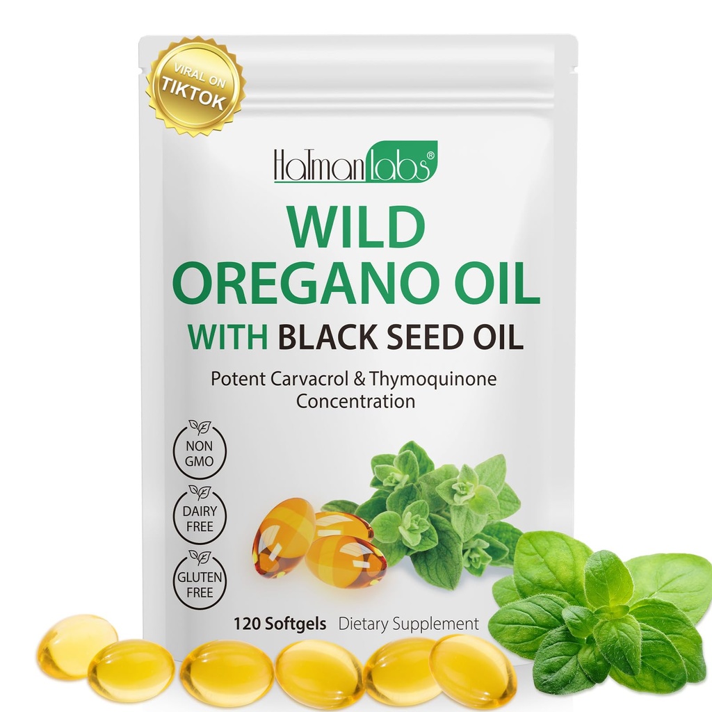 Origano Oil Kapsule, 2 v 1 Oil of Origano s črnim oljem, Origano Oil Supplement Kapsule, Organsko olje Oregano Extract, Non-GMO, Gluten Free