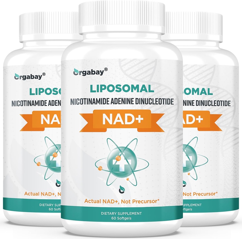 Orgabay Liposomal NAD+ Dodatek 500 mg, visoka absorpcija, povečanje NAD+ s TMG 250 mg, dejanska NAD Plus bolj učinkovito kot nikotinamid ribozid, podpora celična energija, zdravo staranje 