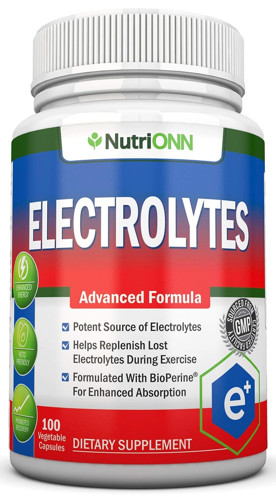 Elektroliti - 100 naravnih elektrolitskih nadomestnih kapsul - Premium Keto Prijazne tablete - Brez sladkorja - Super za hidracijo, obnovo in obnovo - Trace minerali Kalij, Magnezij, natrijeve soli