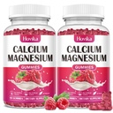Kalcij Magnezij Cink Gumies-Calcium Magnezij 2:1 Razmerje z vitaminom D3, K2, B6, B12 za kostno moč, delovanje mišic in živca zdravje, ekstra absorpcijska formula, Vegan, Raspberry Flavor 120 Gumies
