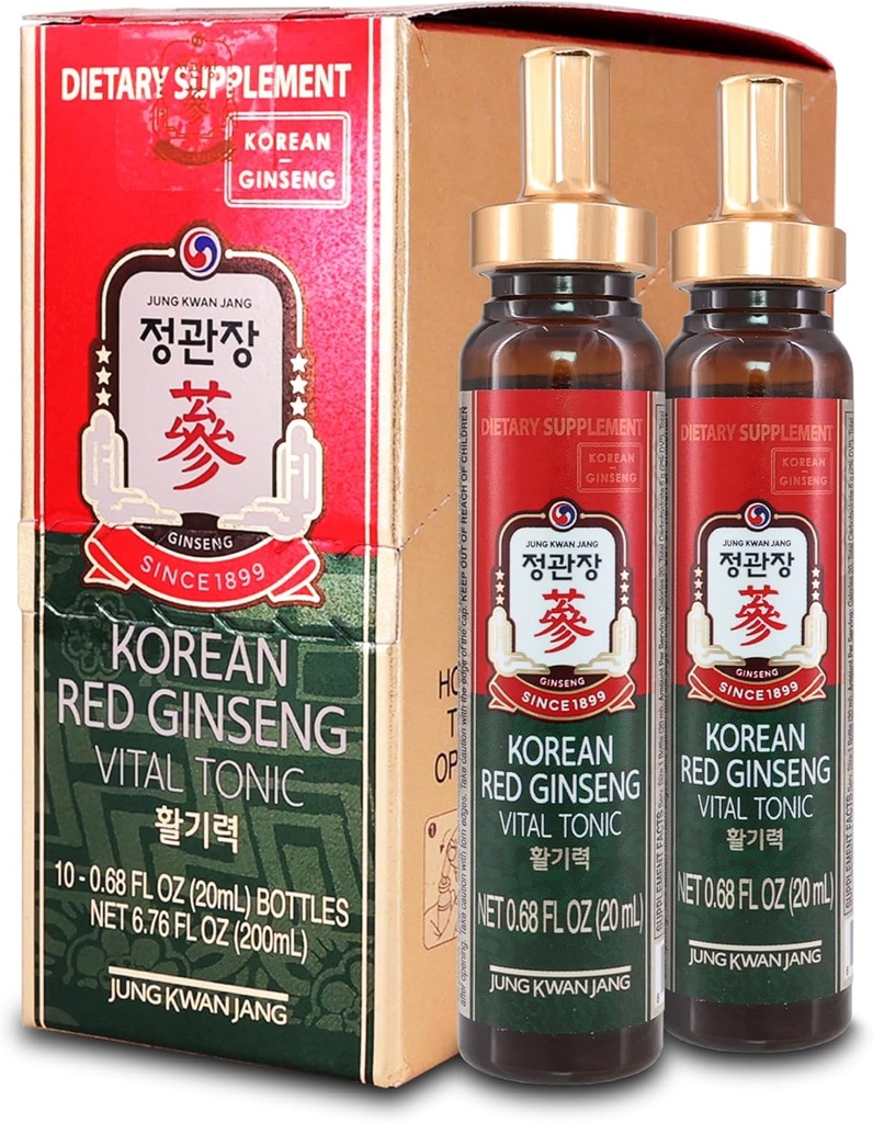 JUNG KWAN JANG Vital Tonic Korejski rdeči ginseng, Ginger, Sadna mešanica Wellness Shots za energijo, Fokus, Cirkulacija in imuniteta dodatek, 10 Štetje