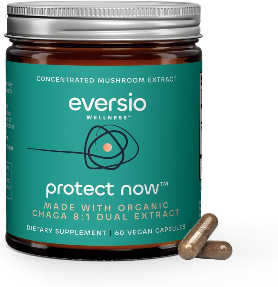 Zaščitite zdaj Ekološka Chaga goba dodatek - 8:1 Dual Extract v 60 Veganske kapsule (450mg) 60 Serving – Organic Wild Harvested Chaga