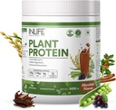 INLIFE Plant Protein Powder - Pea, Quinoa & Brown Rice - 25g Protein - Ashwagandha, izvleček zelenega čaja in grozdnega semena - dodatek (500 g, čokolada)