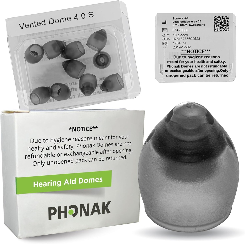 Phonak Vented 4.0 Dome Small (0,29 inch=7.5mm) 10 Domes, Pristno OEM Švica Zamenjava s Sonovo, Slušni aparat Domes za Phonak Audeo Marvel Paradise Lumity Dodatki -1 Pack/10 Domes Skupaj