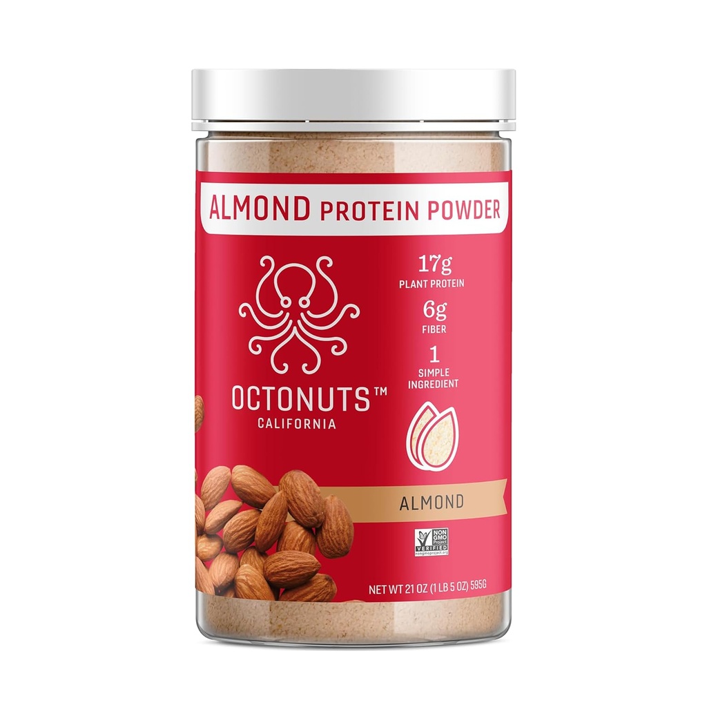 OCTONUTS mandljev protein v prahu brez arome 21oz – veganski protein na osnovi posameznih sestavin – čista mešanica ogljikovih hidratov s 17 g beljakovinami, 6 g Fiber – keto, paleo, brez glutena, brez mleka