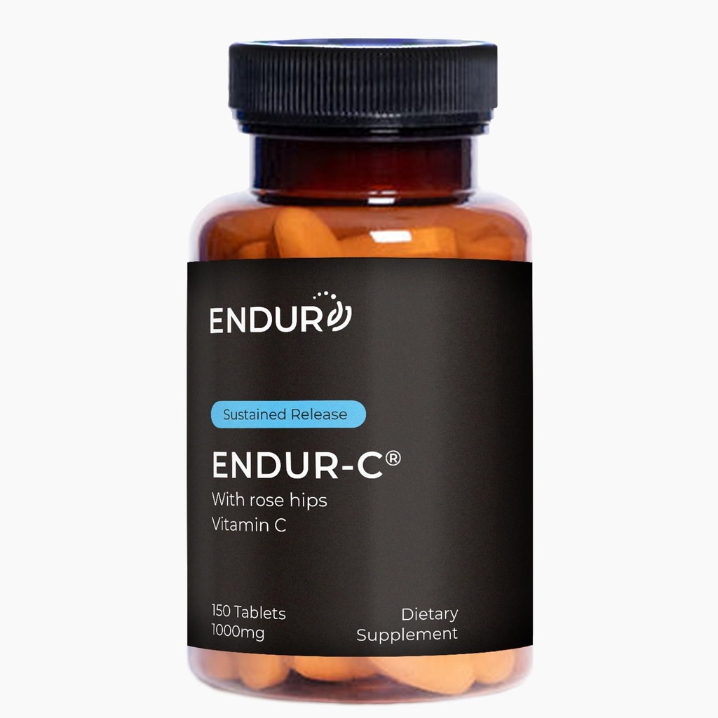 Endur ENDUR-C Vitamin C z Rose Hips, Podpira kolagen proizvodnje, Antioksidant zaščito in nežna prebave, Gluten brez, 1000mg (150 tablet)