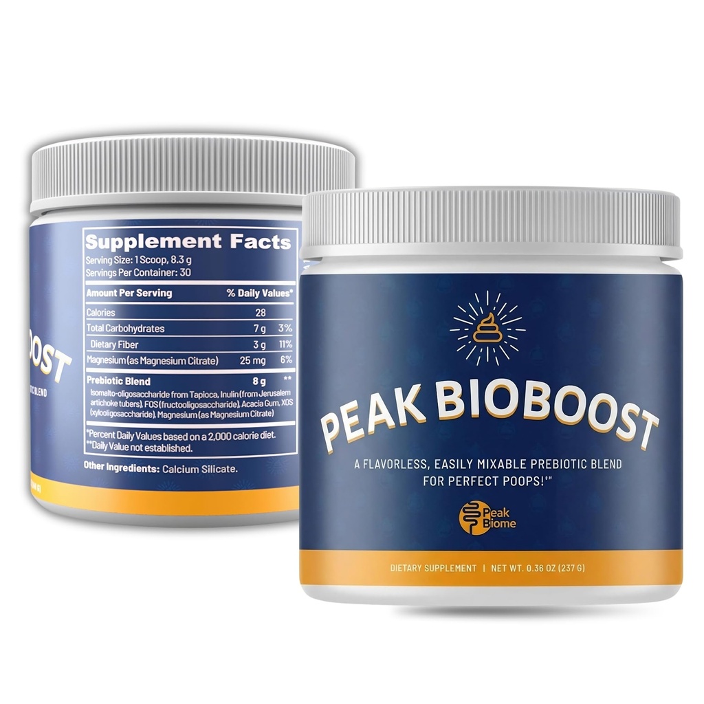 Peak BioBoost - Prebiotic Fiber Supplement - Flavorless Digestive Nutritional Supplements - Enostavna za raztapljanje prebiotičnega praška - brez glutena, soje ali mleka - 1 mesec dobave - 30 Servings