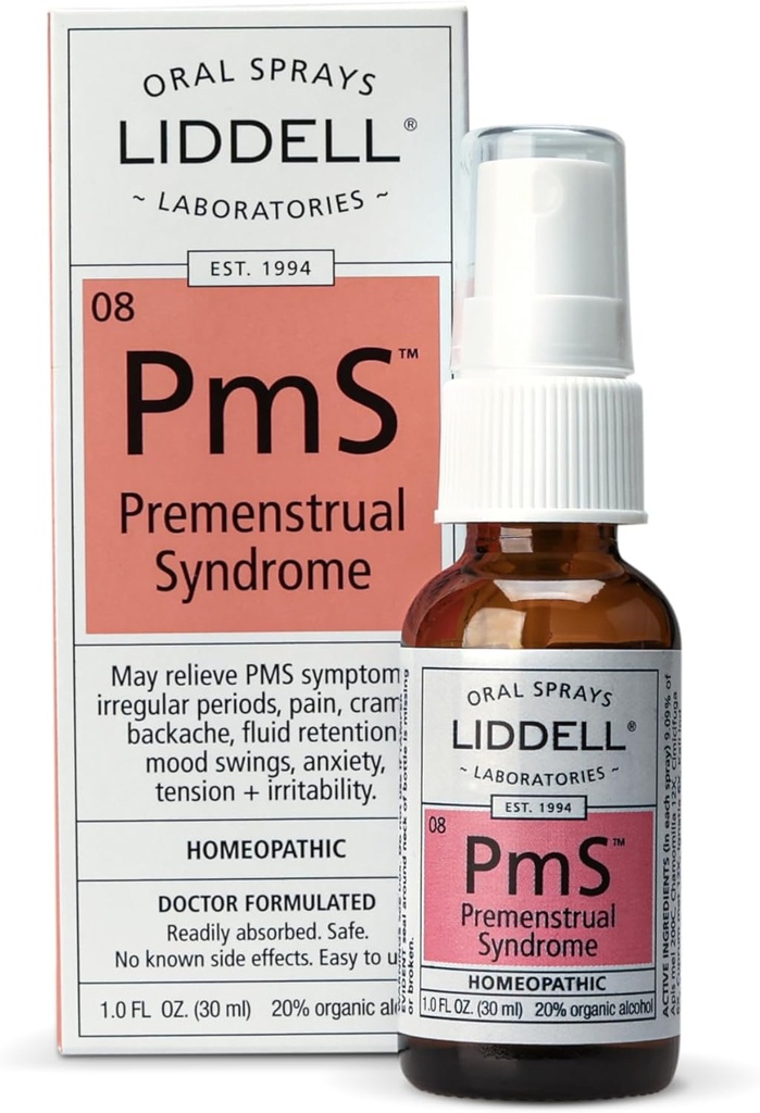 Liddell PMS - Naravna homeopatska ustna pršila - lahko pomaga pri vprašanjih, povezanih z Period Muscle Neugodje, Mood Swings, in Back Neugodje - 1.0 fl. Oz