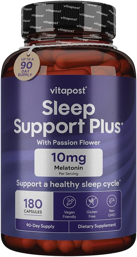 Podpora za spanje Plus Melatonin & Botanicals za podporo zdravega cikla spanja, z občutki umirjenosti in sprostitve za veliko nočno spanje. 180 kapsul