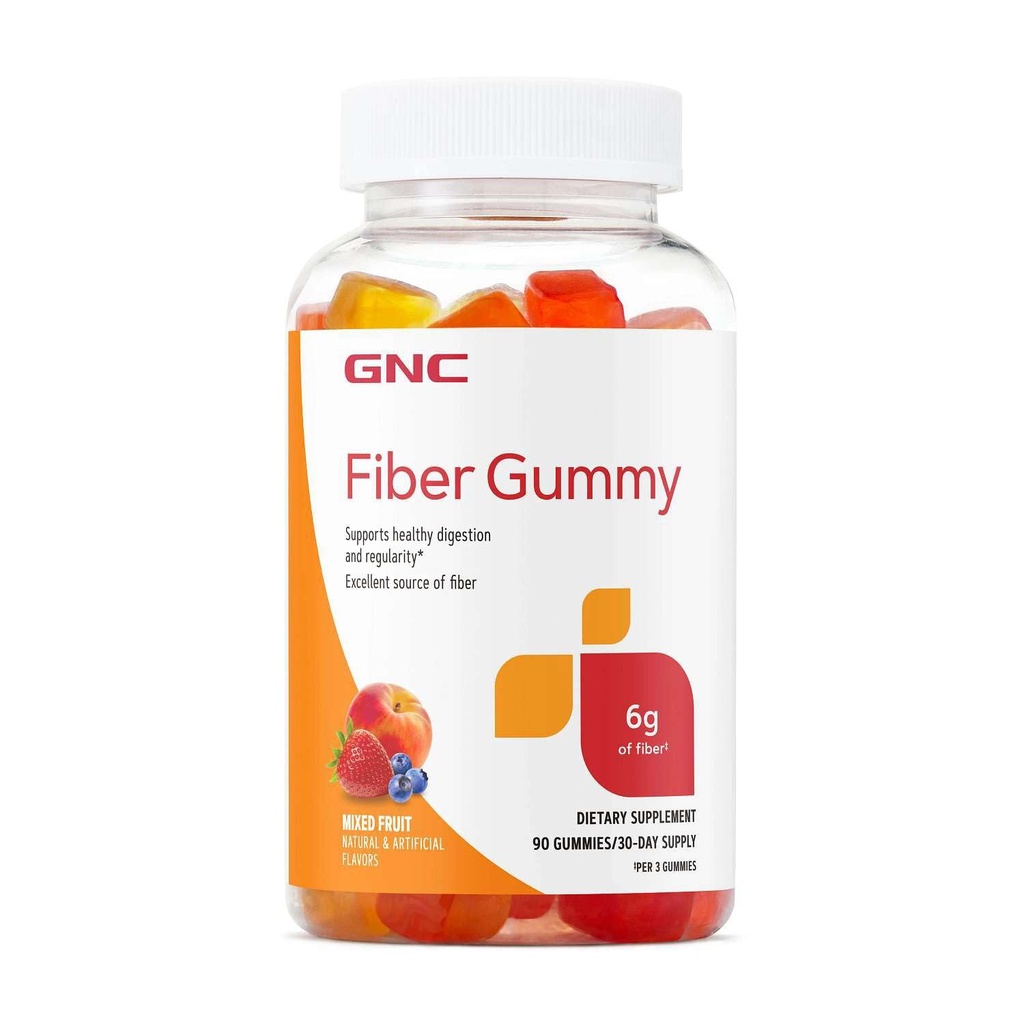 GNC Fiber 6g Gummy, podpira zdravo prebavo in Rednost, mešano sadje, 90 Število
