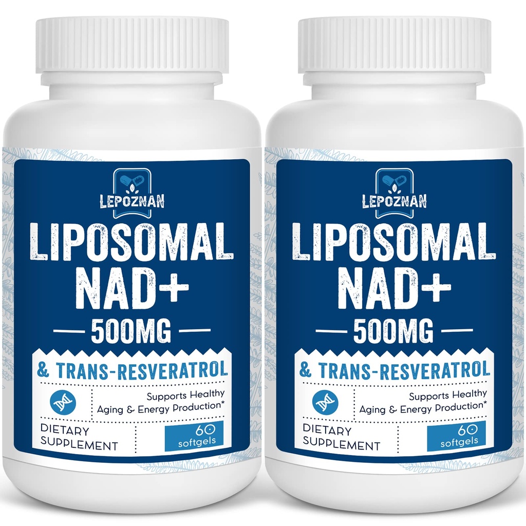 Liposomski NAD+ 500 mg + Trans-resveratrol 300 mg,superior absorpcija, True NAD dodatek učinkovit kot NMN,Nikotinamid Ribozid za presnovo celične energije in DNA popravila, zdravo staranje,120 Mehkužci