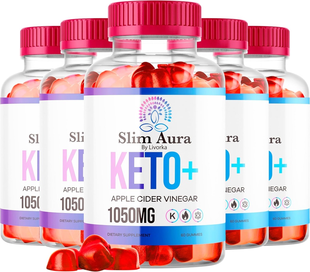 (5 Pack) Slim Aura Keto ACV Gummies - Official Slim Aura Keto Plus Apple Cider Vinegar 1050MG Napredna Formula Gummys, All Natural Premium Formula, Slimaura Gomitas Mnenja, 300 Gummies za 5 mesecev