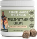 Asher House Wellness Dog Multivitaminski žveči - Dog Vitamini in dodatki, Soft Chew za hišne pse s probiotiki, Laneno seme, Colostrum - Celovita zdravstvena podpora od kužka do starejšega, 120 Chews