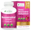Čisto holistični Resveratrol 1450mg, 90 Serving, Trans-resveratrol Antioksidant dodatek z vitaminom C in polifenol kompleks, 180 Veganske kapsule