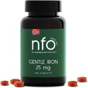 NFO Nežno železo [100 tablet] Norveški visokoabsorpcijski železarski kompleks s patentiranim ferochel kelirano železo, nežen na trebuhu, vegansko-prijateljski, nekonstipativni