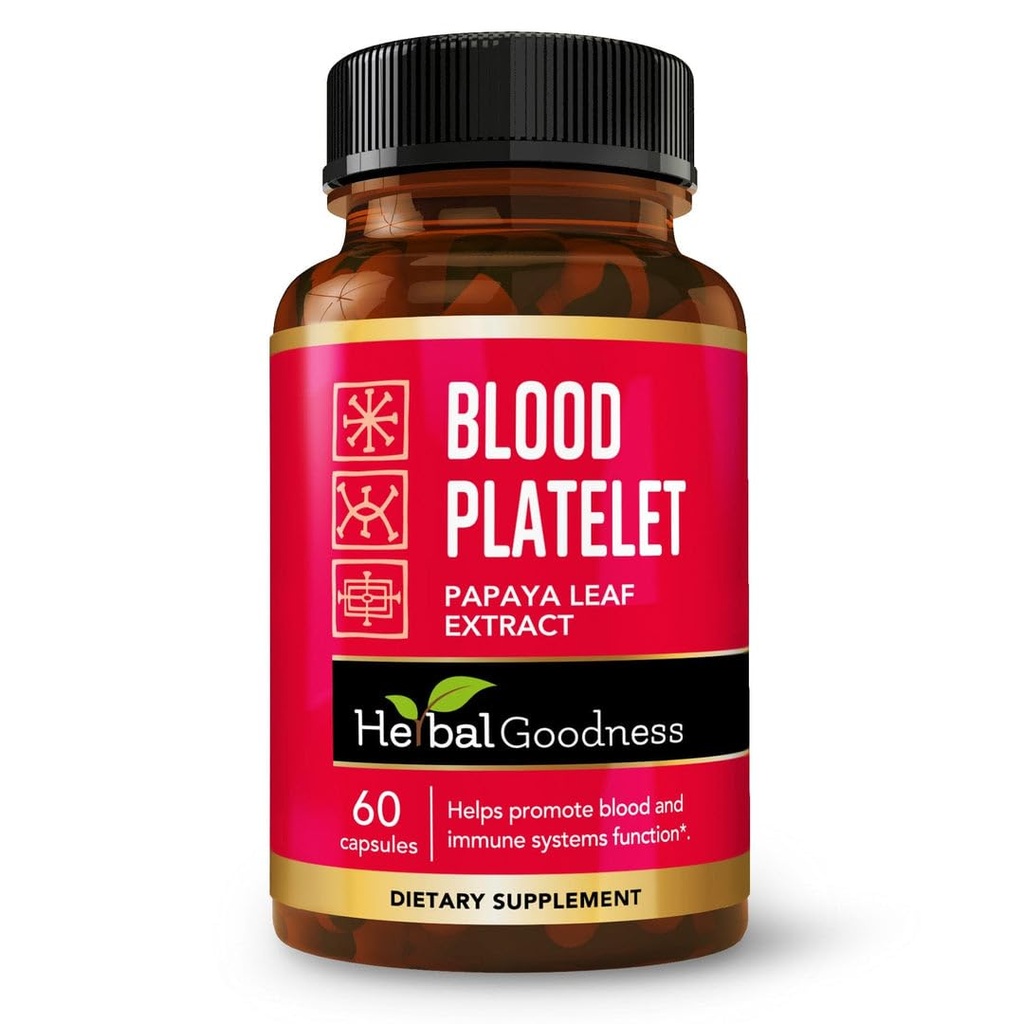 Zeliščna dobrota Papaya Leaf Blood Trombolet Kapsule - 60/600mg 20x Jakost - krvni trombocit, kostni mozolj, Imunska podpora - kri Cleanse Formula - Herbal Remedy - Made in USA