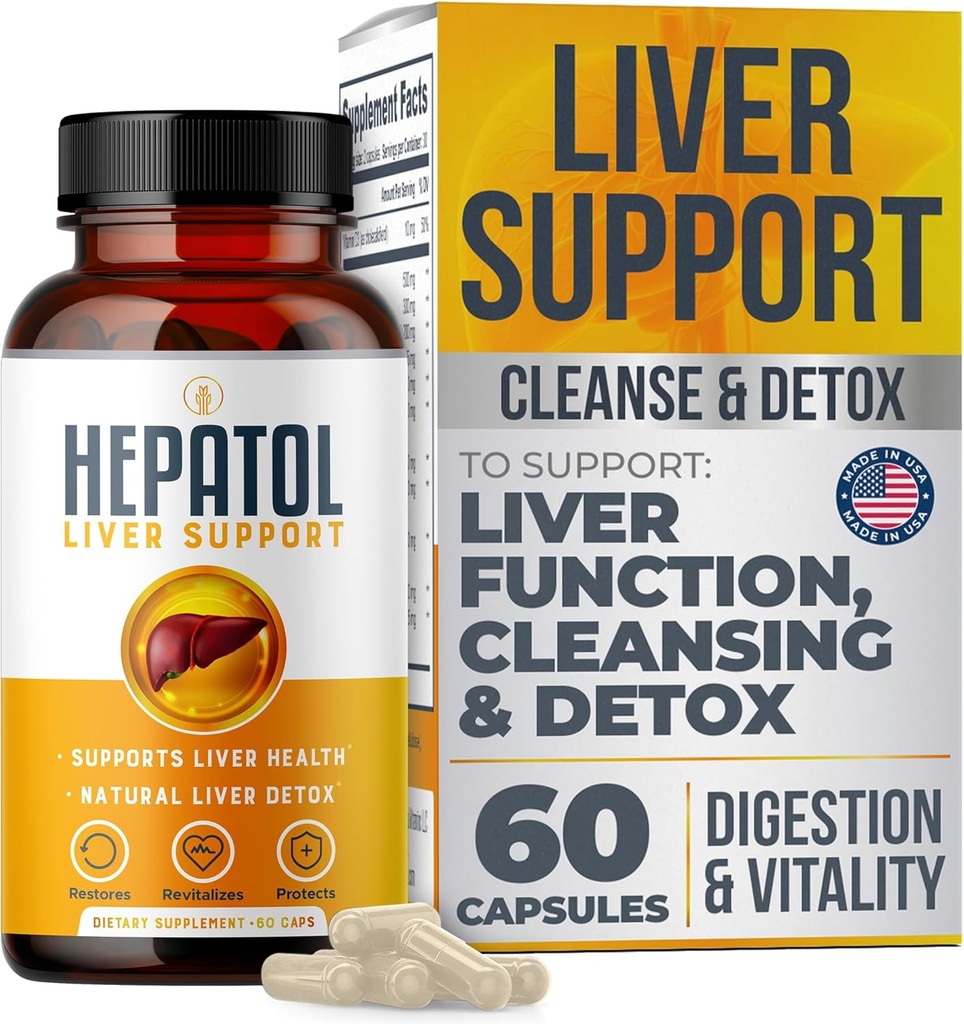 Jetrna čistila Detox - Zeliščna jetrna dopolnila s kurkuma; L-Cysteine Detox Podpora Jetrna zdravja; Zdrava prebava - Jetrna podpora Detox Cleanse Dodatki - 60 Ct (1)
