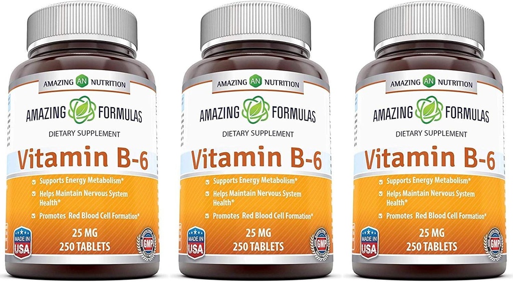 Neverjetne formule Vitamin B6 Piridoksin 25mg 250 Tablete dodatek 