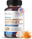Kompleks organskih gob z levjo grivo, Cordyceps & Turkey rep – Brain, Memory & Immune Support – 180 kapsul (6-mesečna zaloga)
